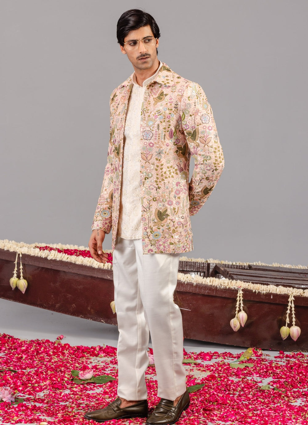 Pink Embroidered Georgette Jodhpuri Set Kalpraag - Fabilicious Fashion