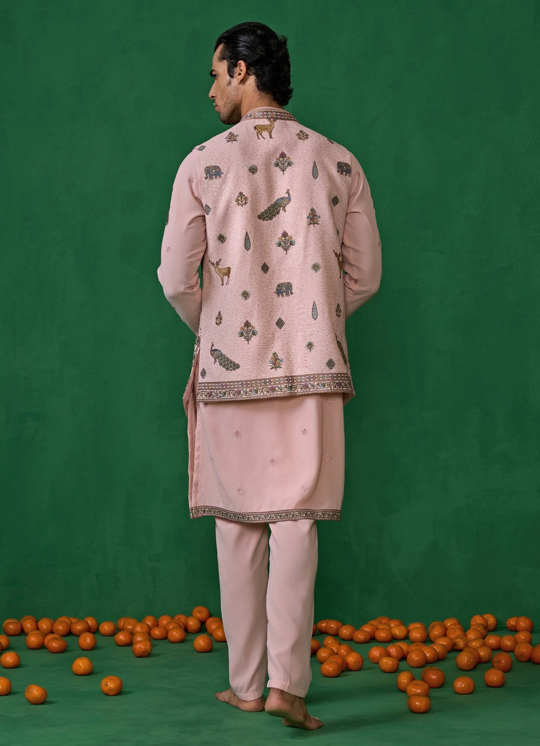 Pink Embroidered Georgette Kurta Jacket Set Kalpraag - Fabilicious Fashion