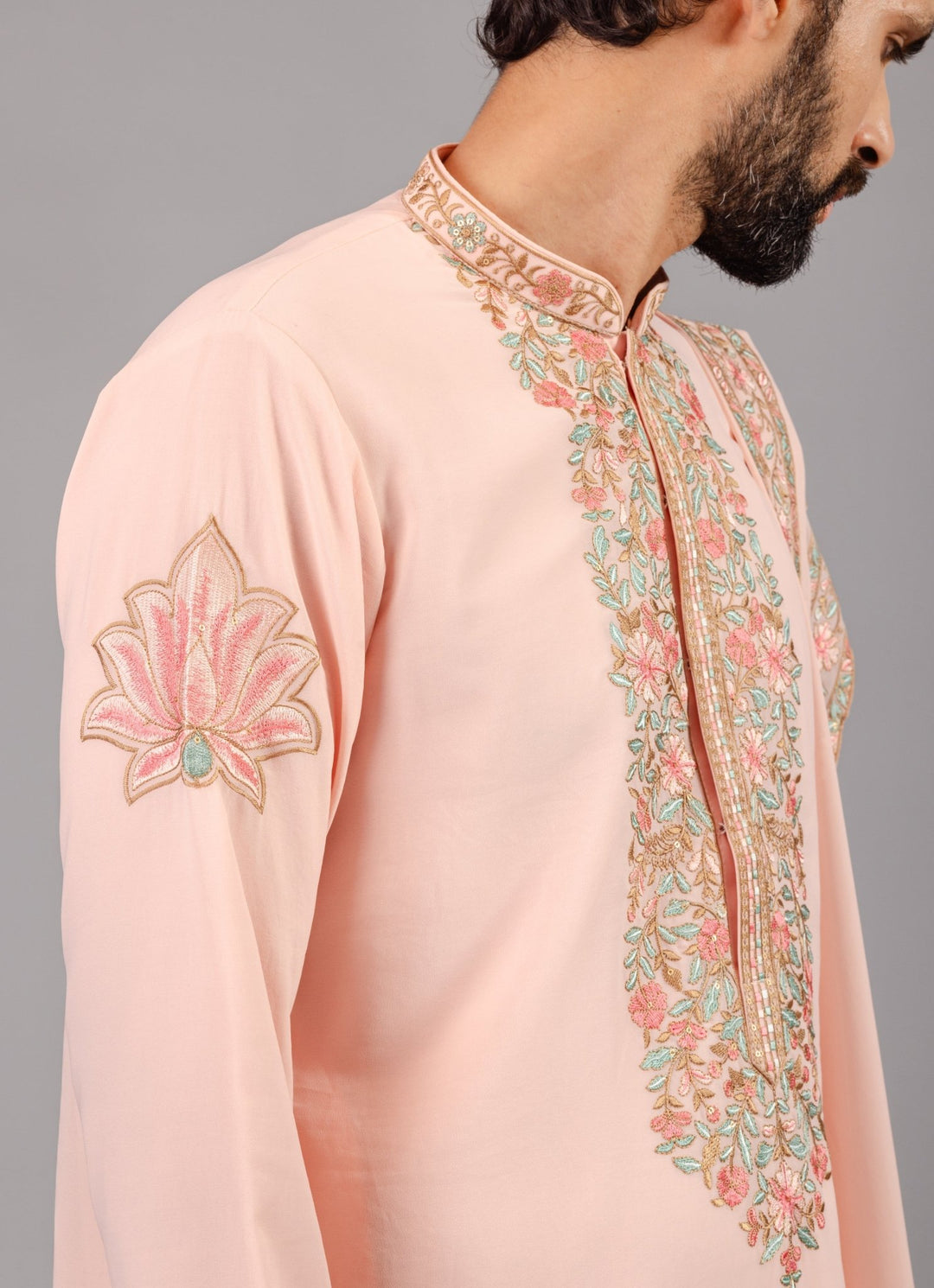 Pink Embroidered Georgette Kurta Pant Set Kalpraag - Fabilicious Fashion