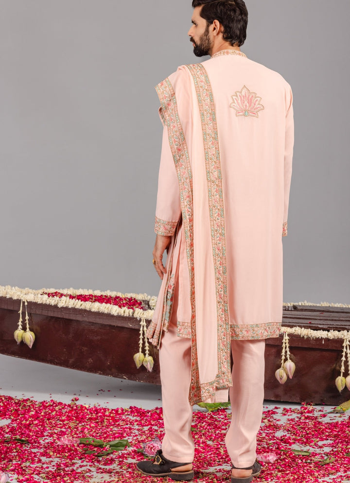Pink Embroidered Georgette Kurta Pant Set Kalpraag - Fabilicious Fashion
