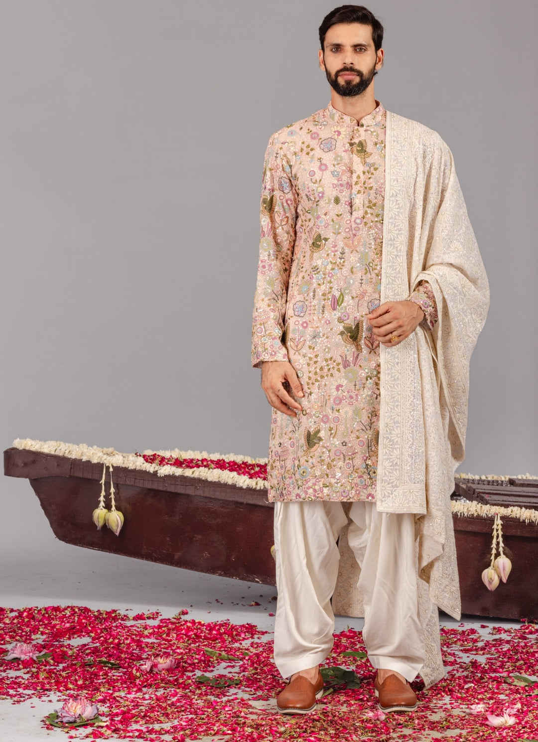 Pink Embroidered Georgette Kurta Patiala Set Kalpraag - Fabilicious Fashion