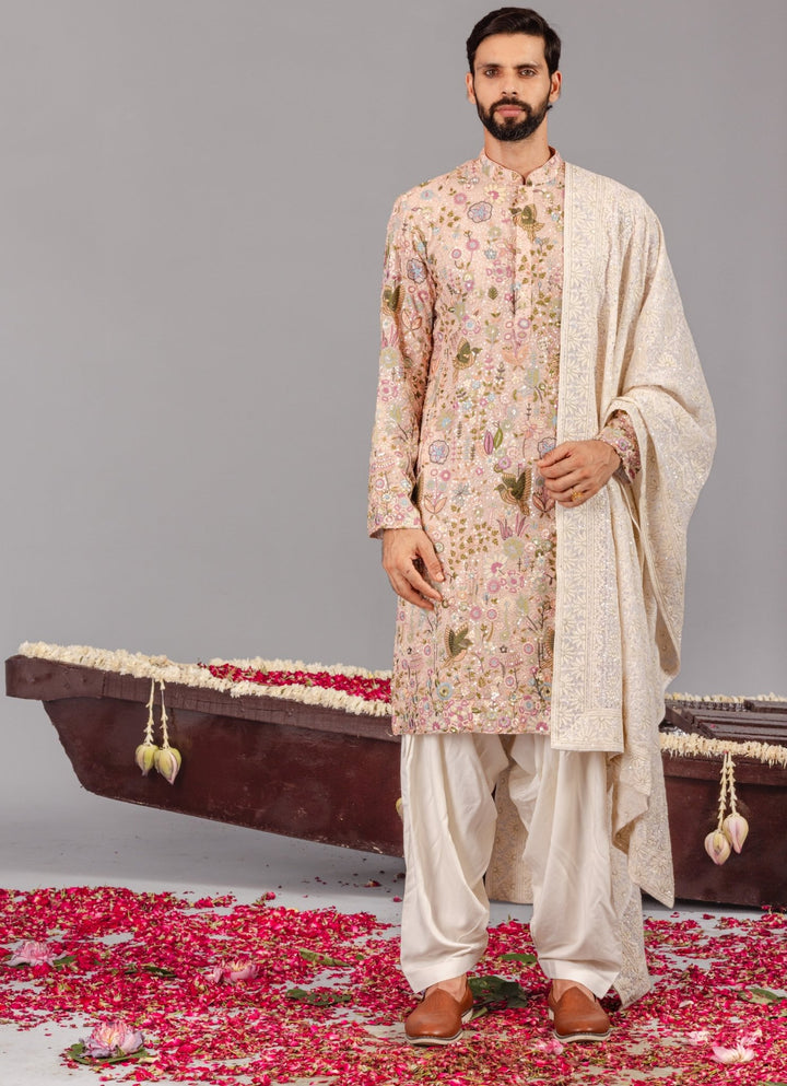 Pink Embroidered Georgette Kurta Patiala Set Kalpraag - Fabilicious Fashion