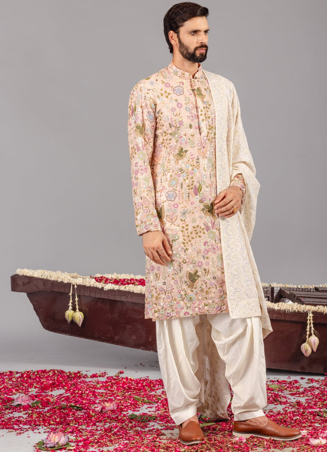 Pink Embroidered Georgette Kurta Patiala Set Kalpraag - Fabilicious Fashion