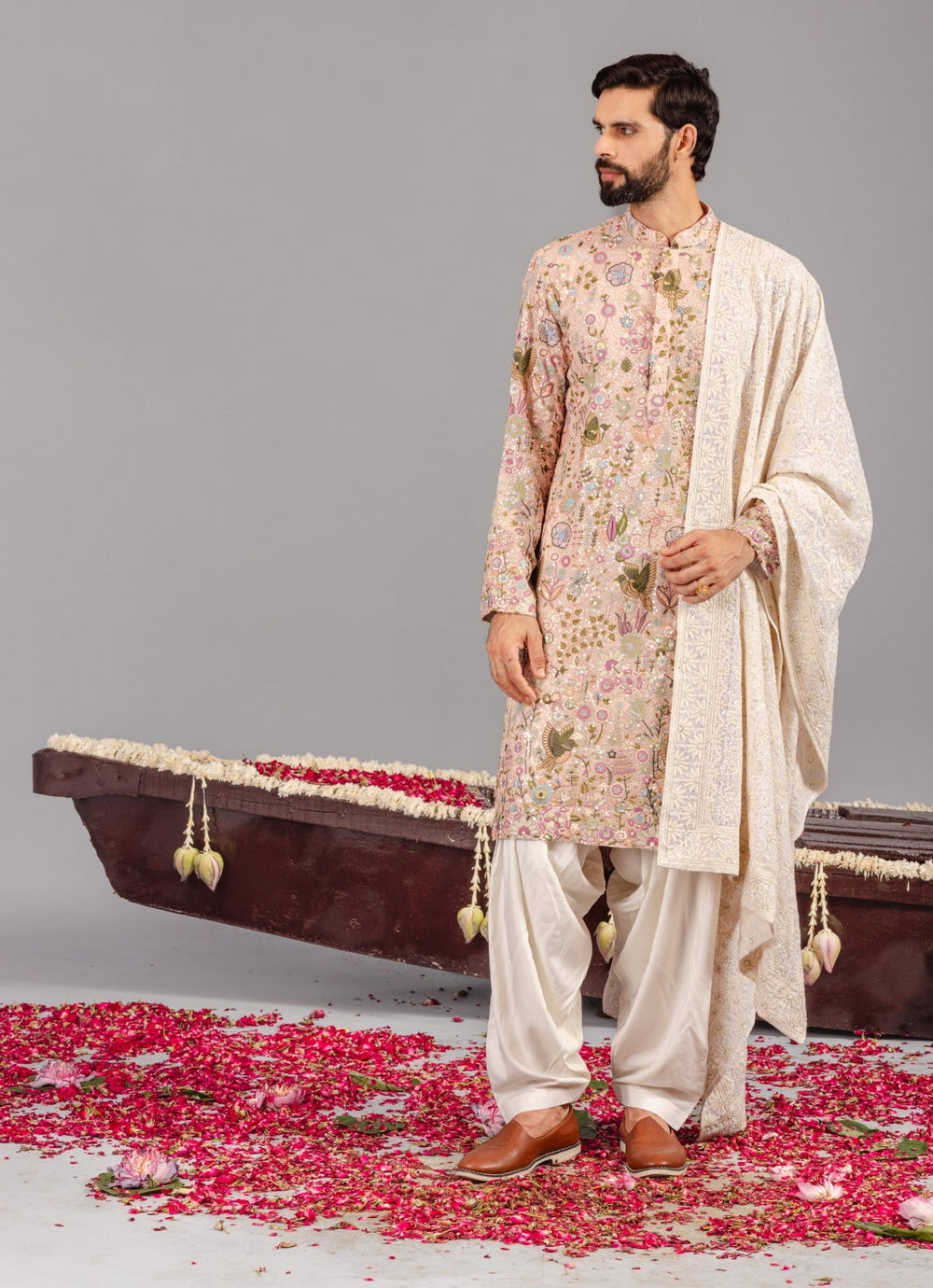 Pink Embroidered Georgette Kurta Patiala Set Kalpraag - Fabilicious Fashion