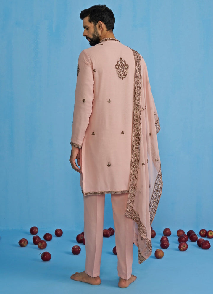 Pink Embroidered Georgette Kurta Set Kalpraag - Fabilicious Fashion
