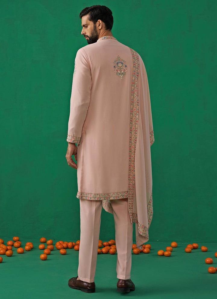 Pink Embroidered Georgette Kurta Set Kalpraag - Fabilicious Fashion