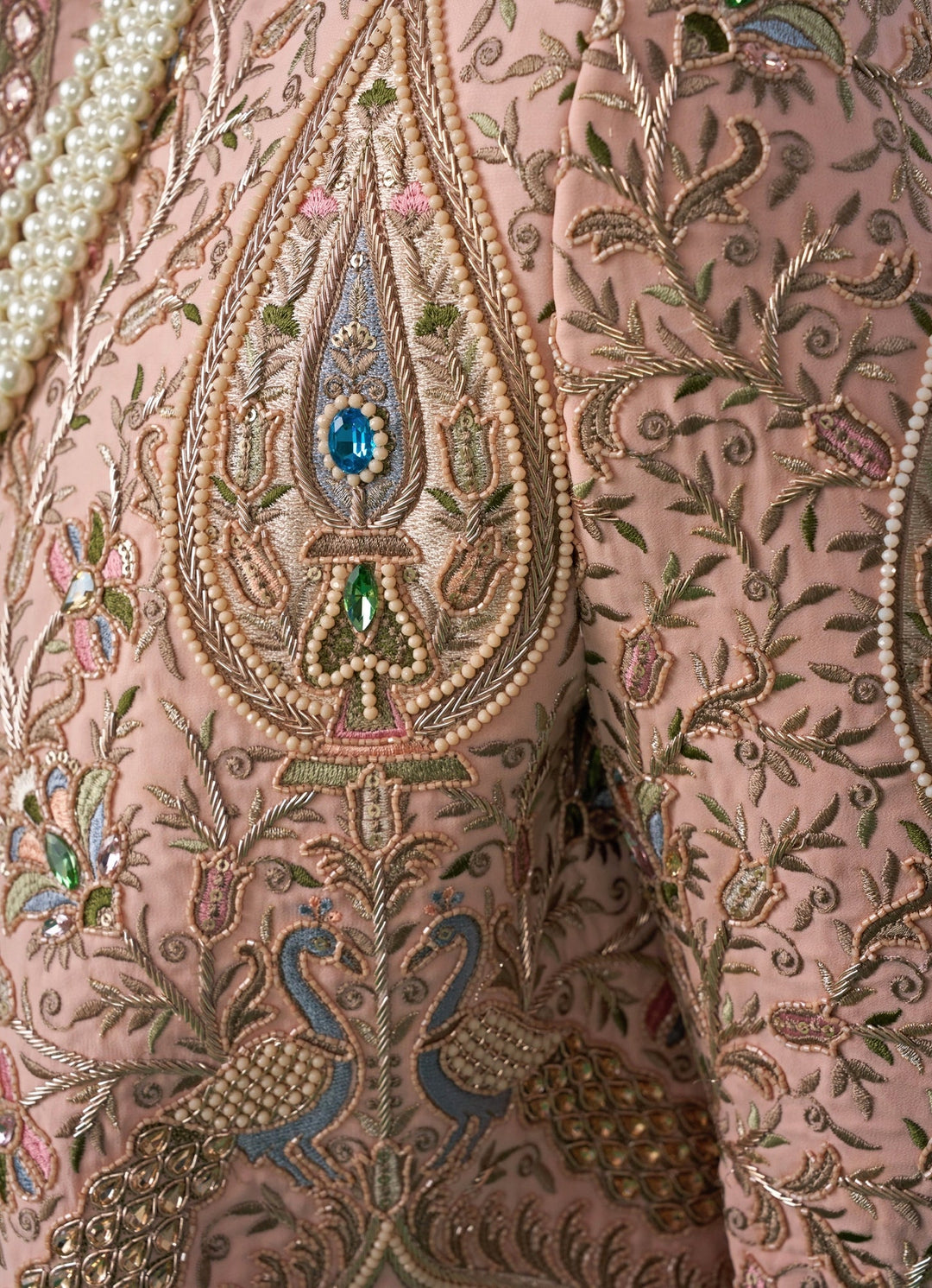 Pink Embroidered Georgette Sherwani Set Kalpraag - Fabilicious Fashion