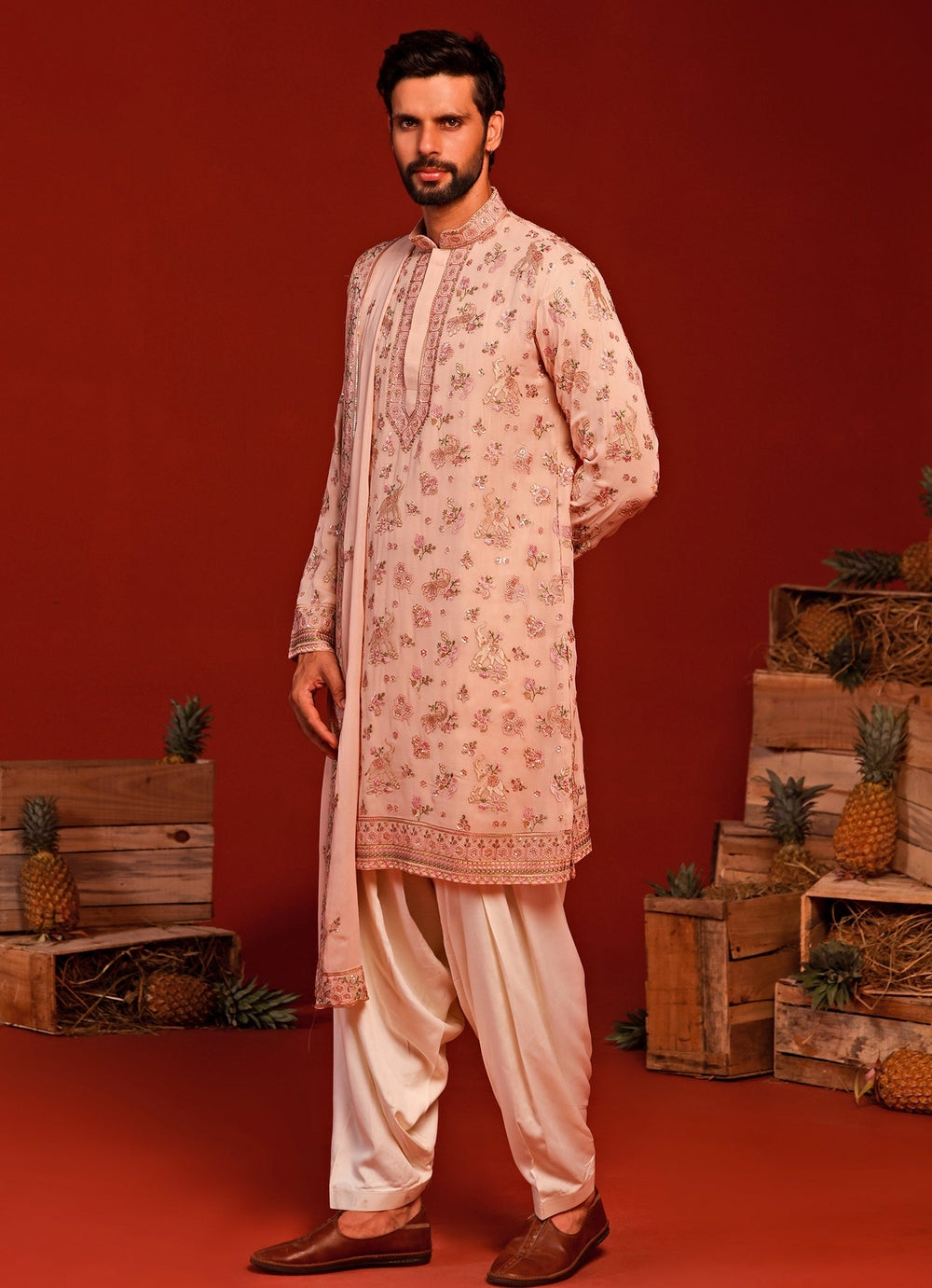 Pink Embroidered Kurta Patiala Pant Set Kalpraag - Fabilicious Fashion