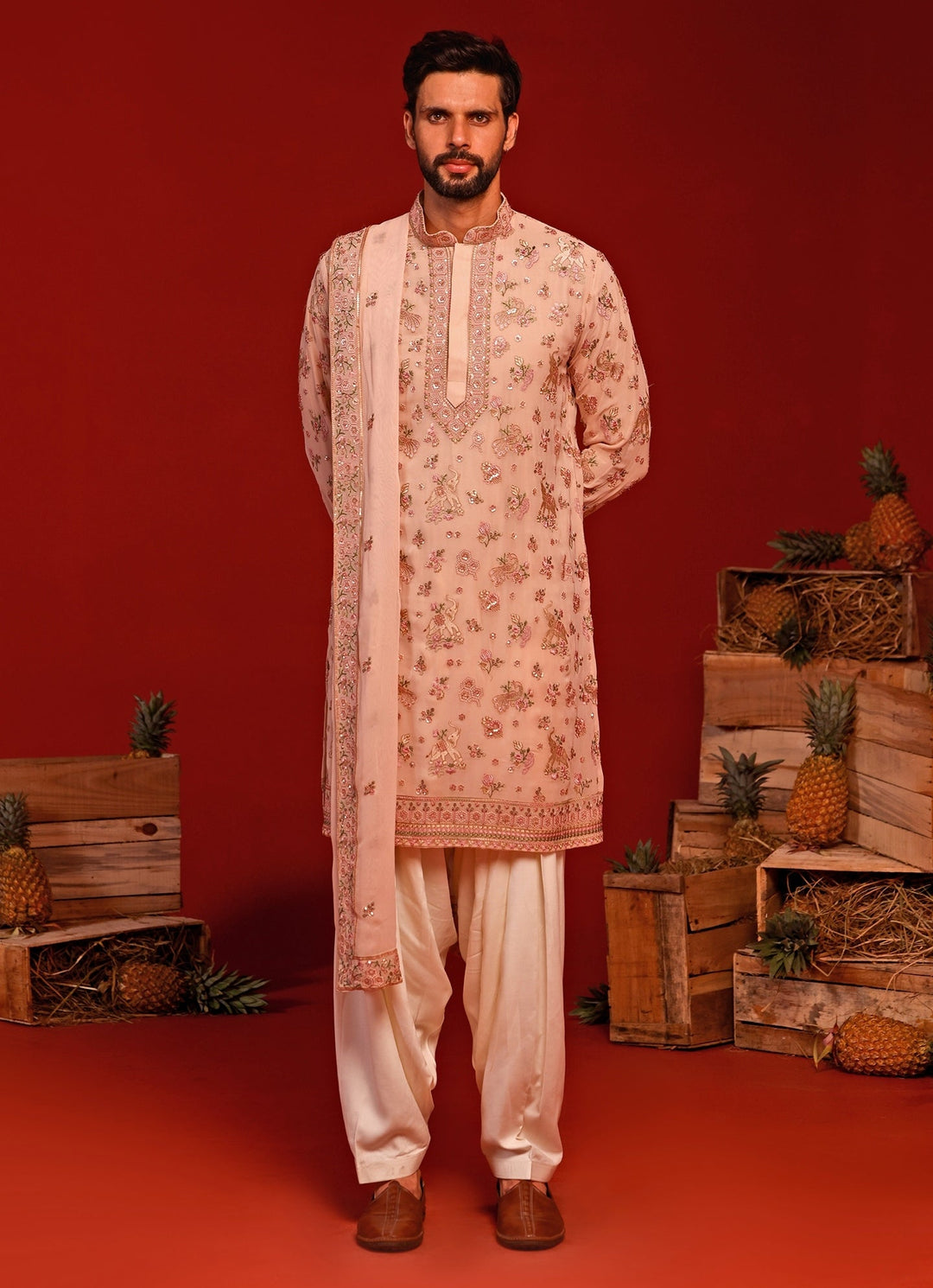 Pink Embroidered Kurta Patiala Pant Set Kalpraag - Fabilicious Fashion