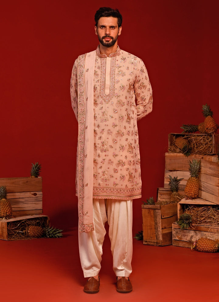 Pink Embroidered Kurta Patiala Pant Set Kalpraag - Fabilicious Fashion