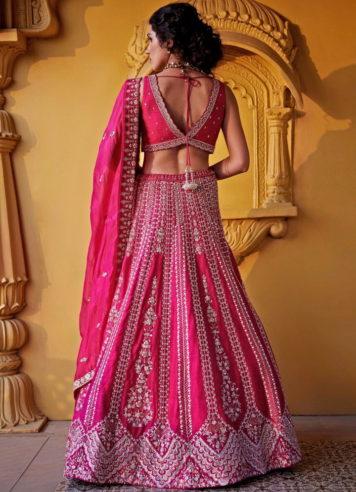Pink Embroidered Lehenga Set Chamee and Palak - Fabilicious Fashion