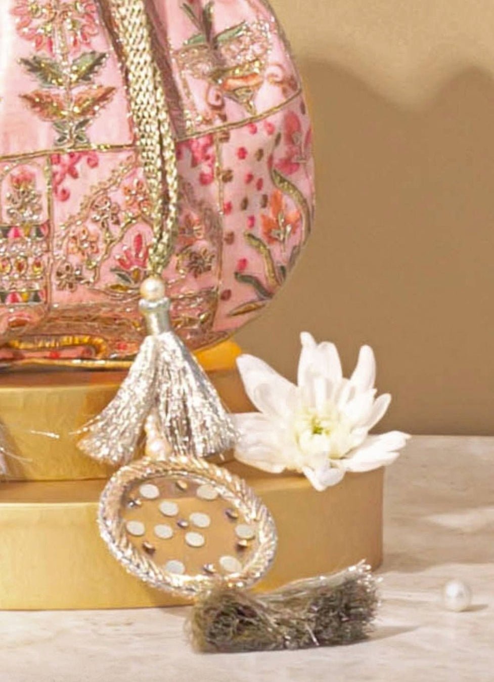 Pink Embroidered Potli AMYRA - Fabilicious Fashion