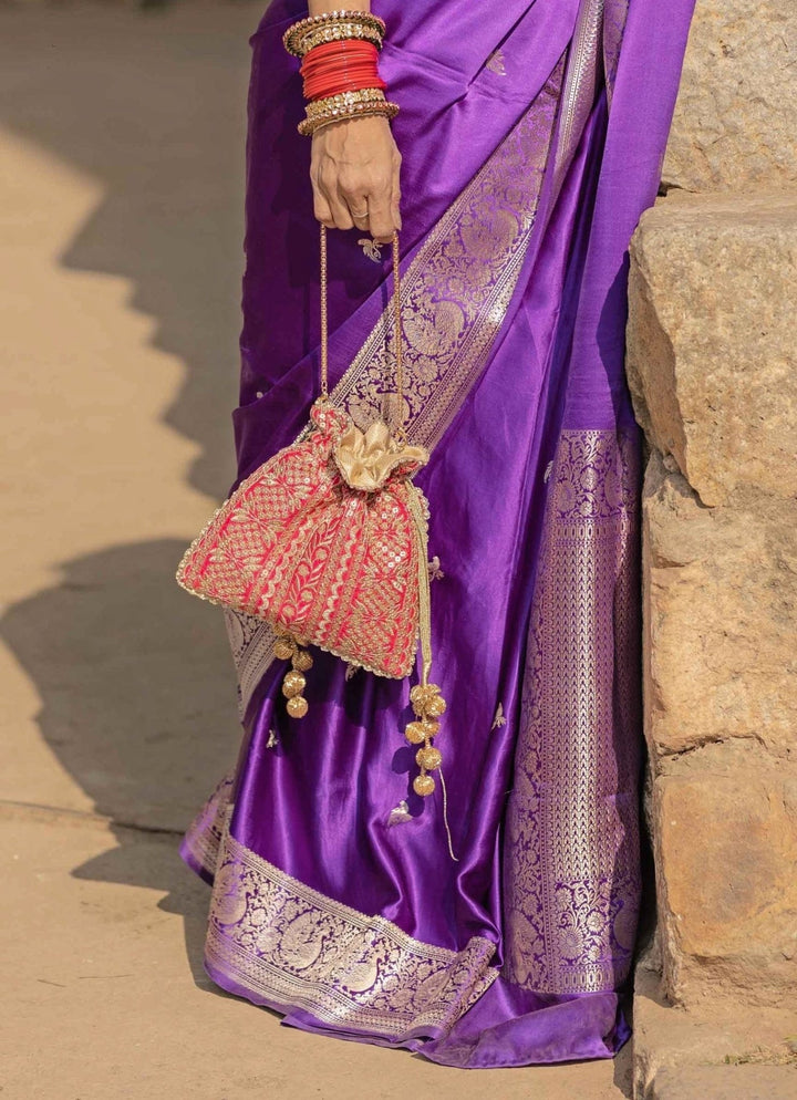 Pink Embroidered Potli AMYRA - Fabilicious Fashion