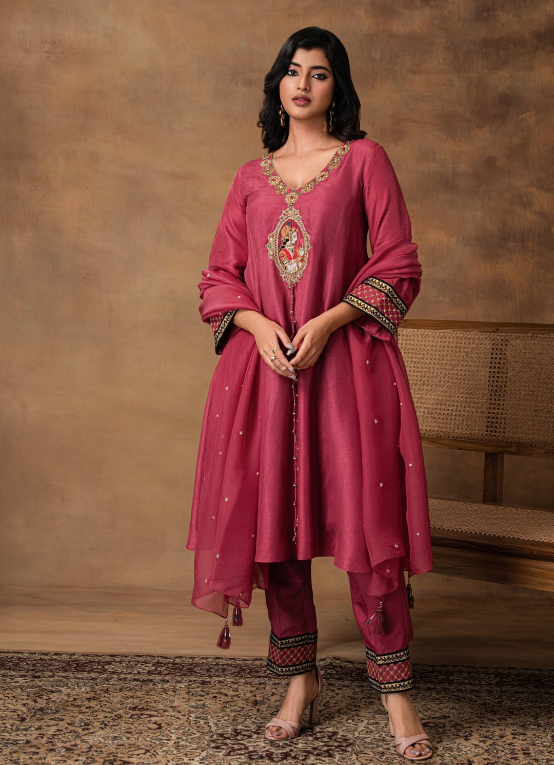 Pink Embroidered Silk Kurta Pant Set Isha Gupta Tayal - Fabilicious Fashion