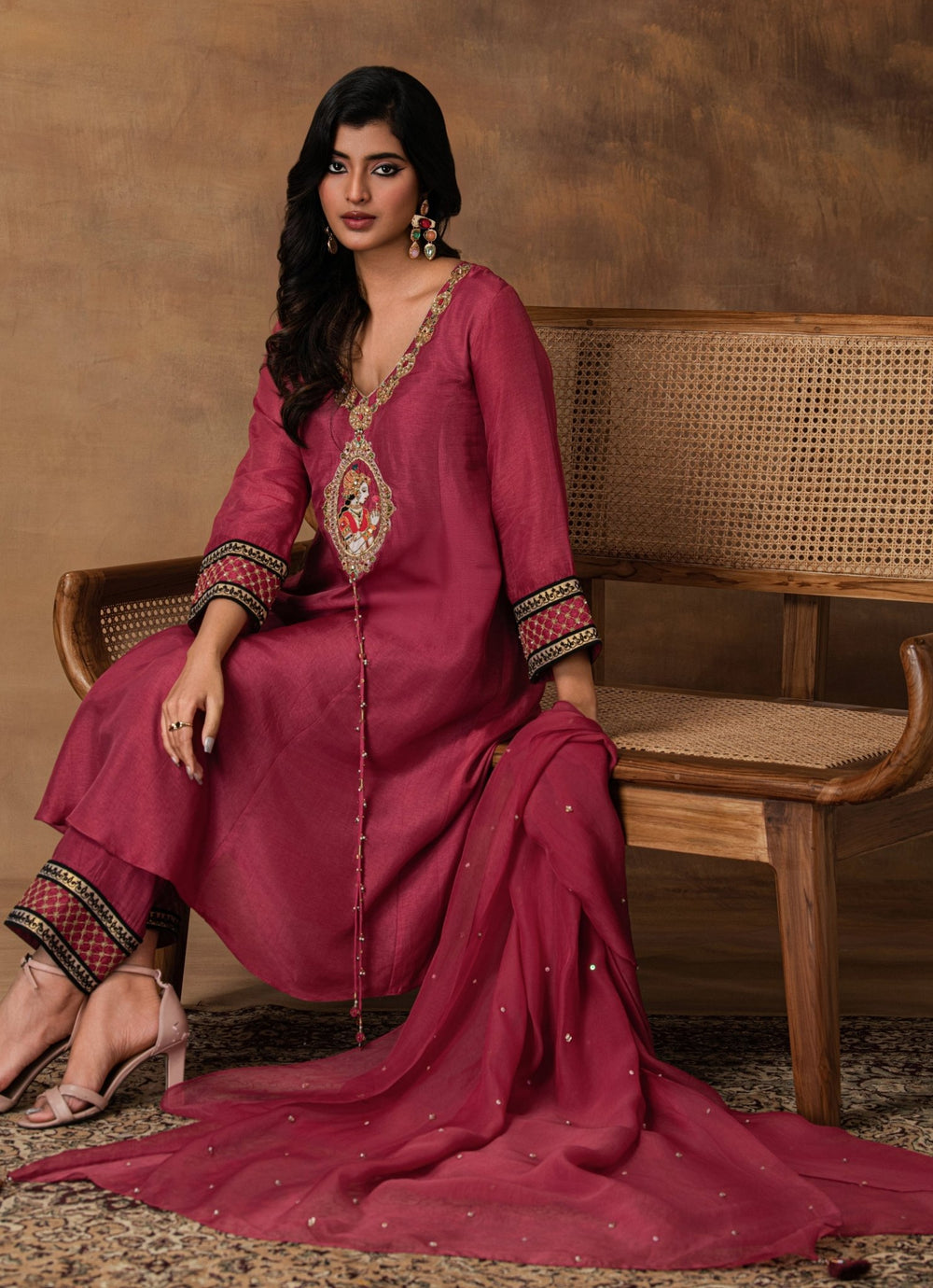 Pink Embroidered Silk Kurta Pant Set Isha Gupta Tayal - Fabilicious Fashion