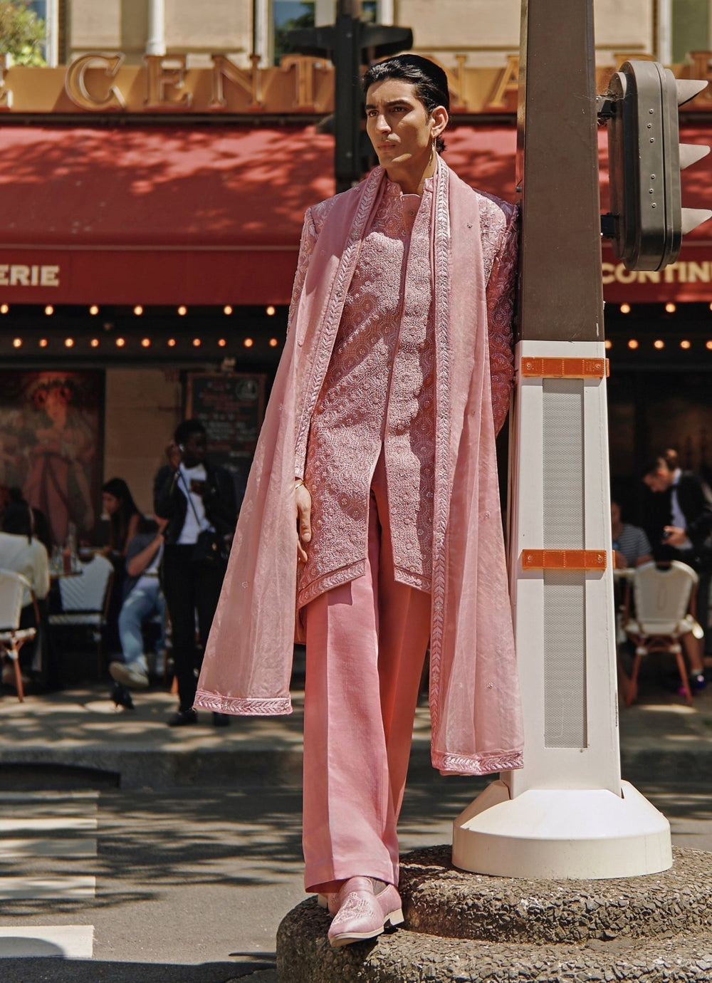 Pink Embroidered Silk Sherwani Set With Dupatta Jigar and Nikita - Fabilicious Fashion