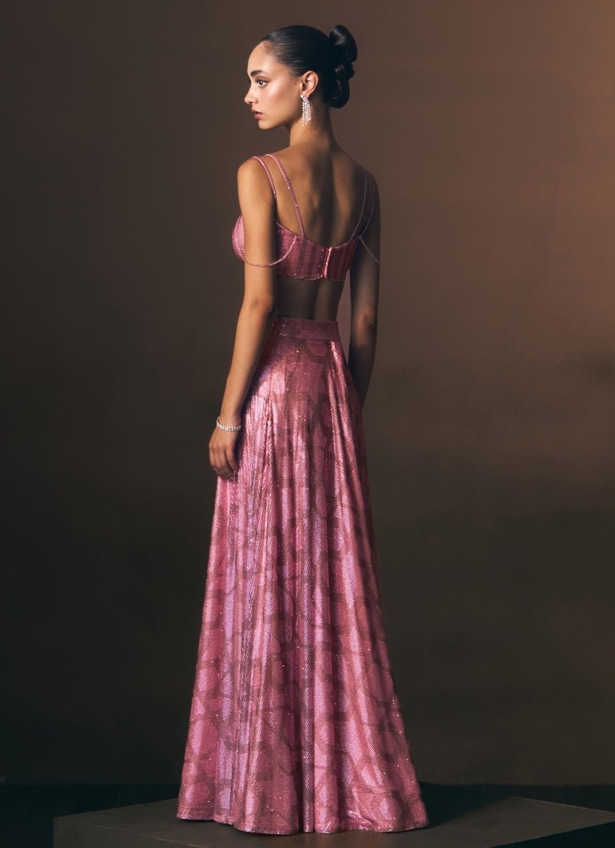 Angad Singh Pink Embroidered Soft Net Lehenga SetFabilicious Fashion