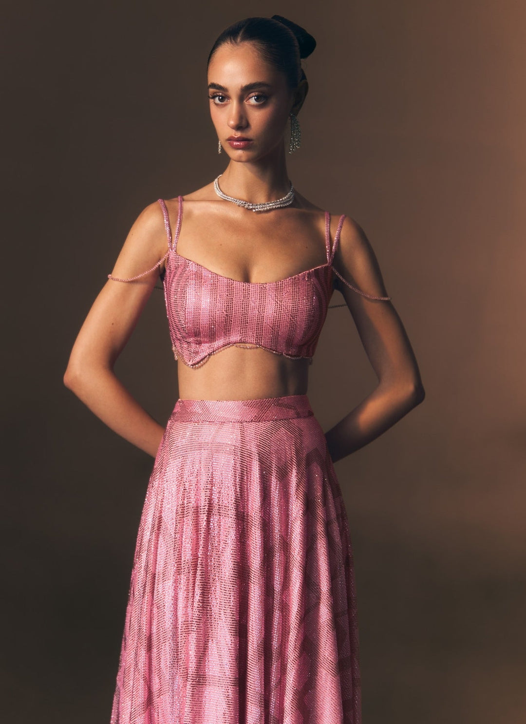 Angad Singh Pink Embroidered Soft Net Lehenga SetFabilicious Fashion
