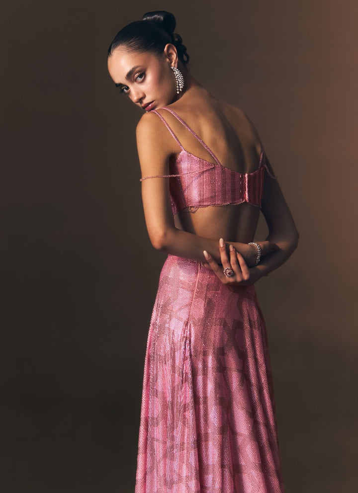 Angad Singh Pink Embroidered Soft Net Lehenga SetFabilicious Fashion