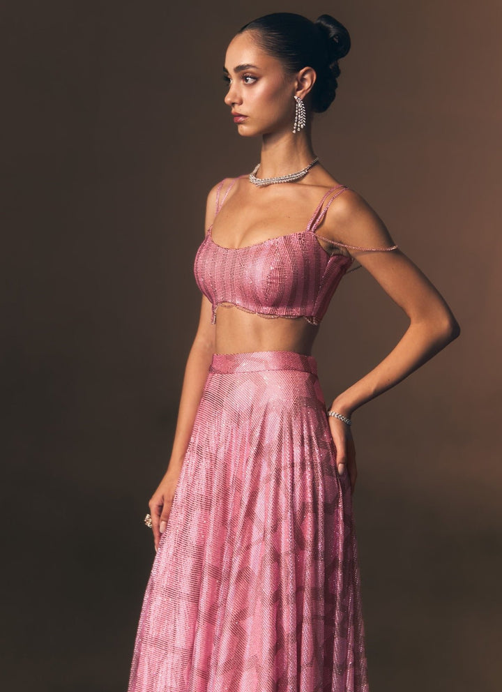 Angad Singh Pink Embroidered Soft Net Lehenga SetFabilicious Fashion