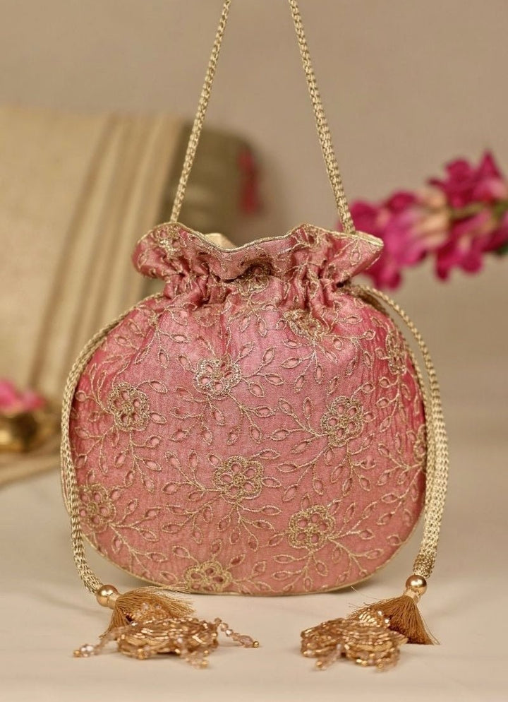 Amyra Pink Embroidered Tissue PotliFabilicious Fashion