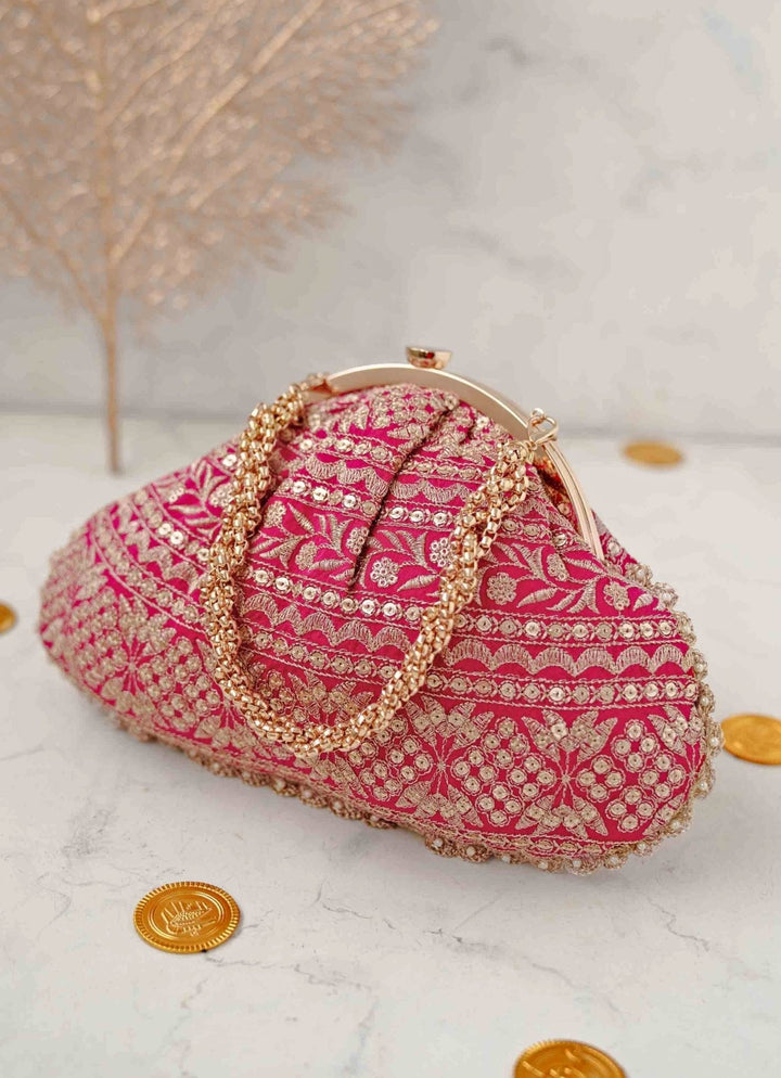 Pink Embroidered Vintage Purse AMYRA - Fabilicious Fashion