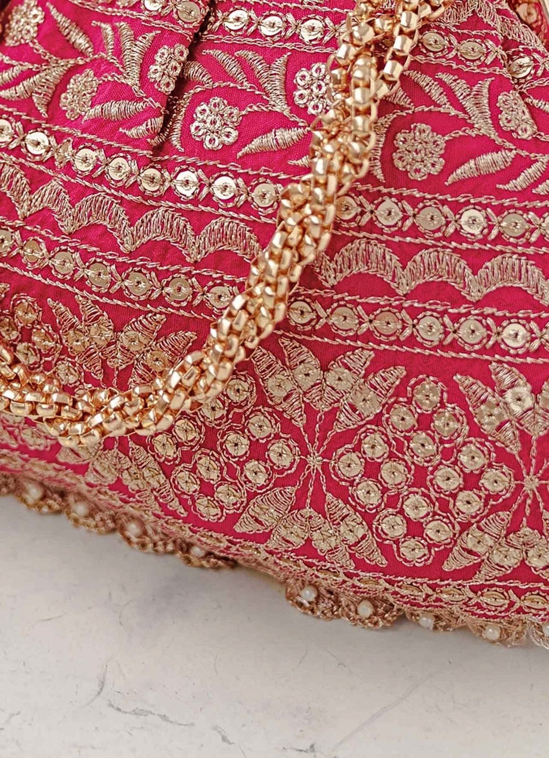 Pink Embroidered Vintage Purse AMYRA - Fabilicious Fashion