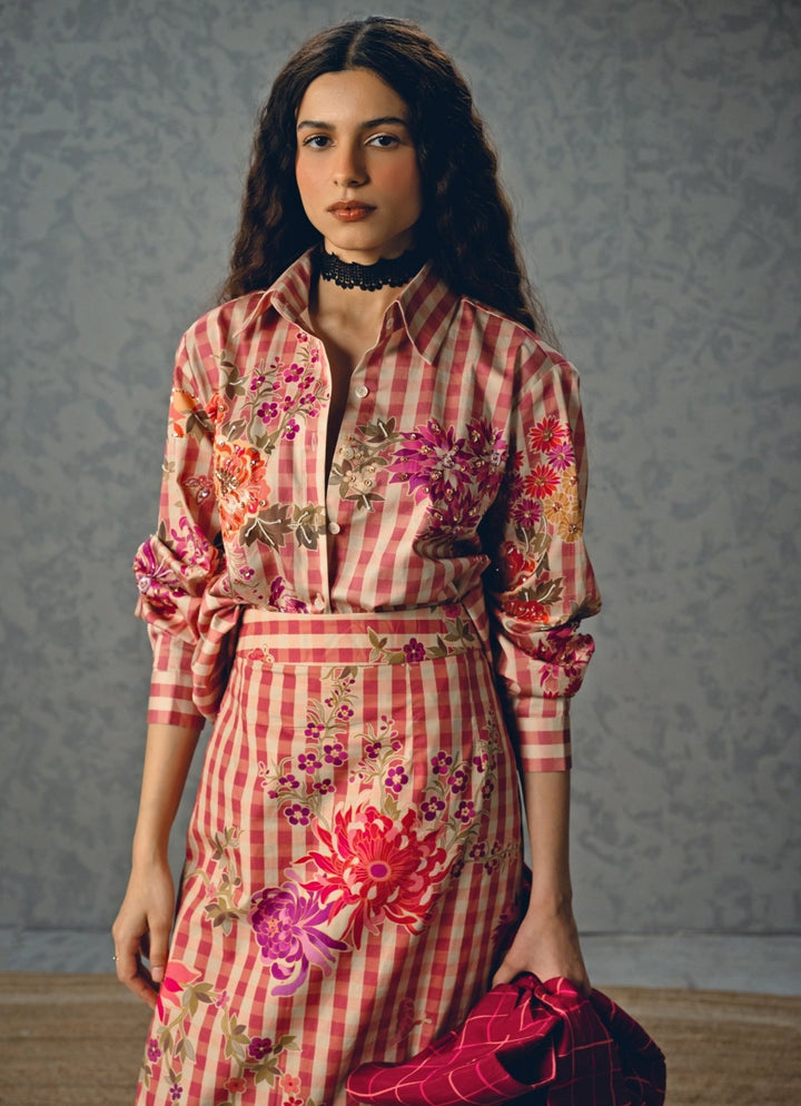 Pink Floral Cotton Skirt Set Paulmi and Harsh X Ease - Fabilicious Fashion
