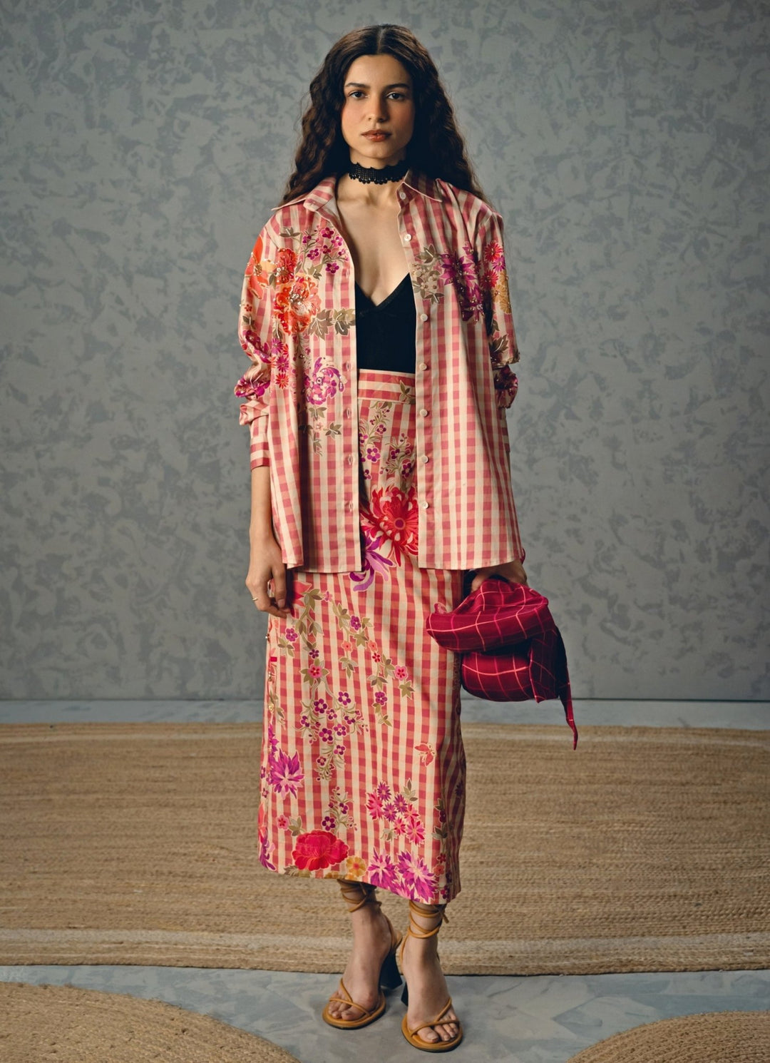 Pink Floral Cotton Skirt Set Paulmi and Harsh X Ease - Fabilicious Fashion