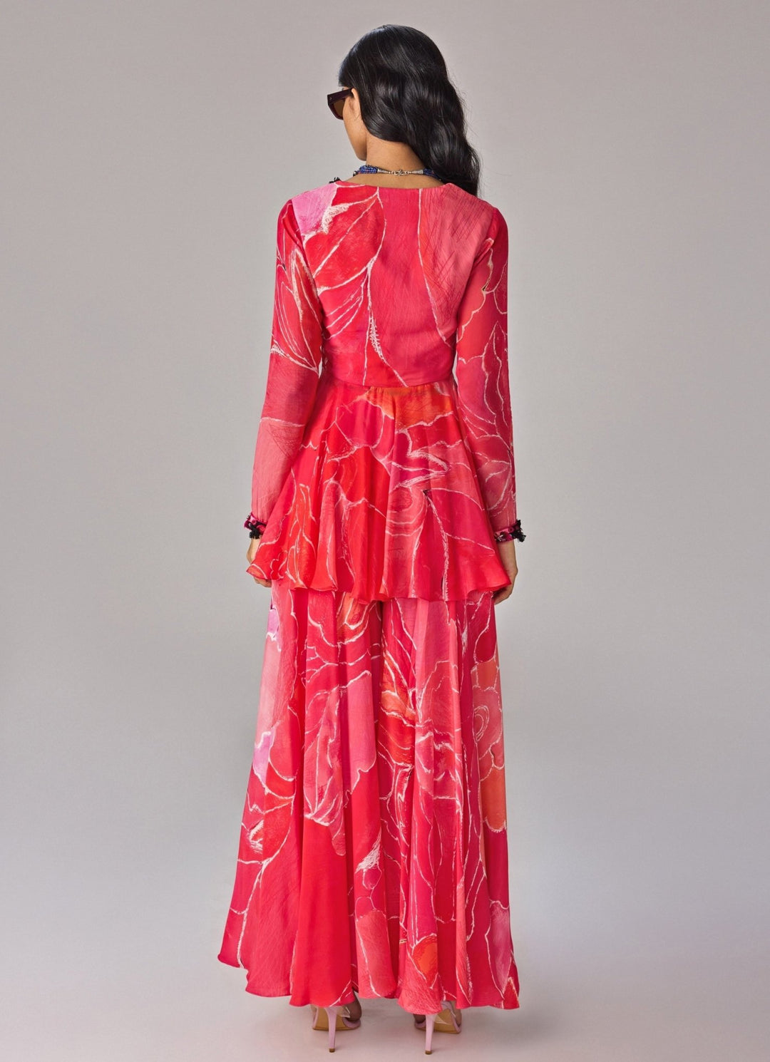 Pink Floral Print One Shoulder Column Dress Saaksha & Kinni - Fabilicious Fashion