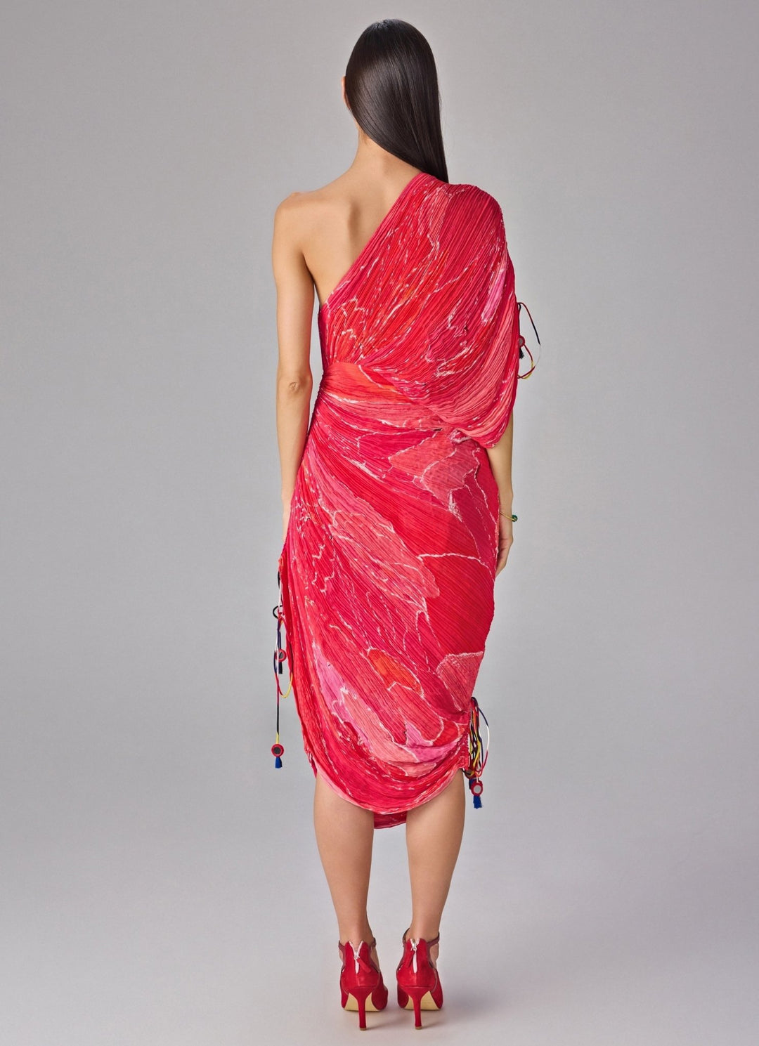 Pink Floral Print One Shoulder Dress Saaksha & Kinni - Fabilicious Fashion