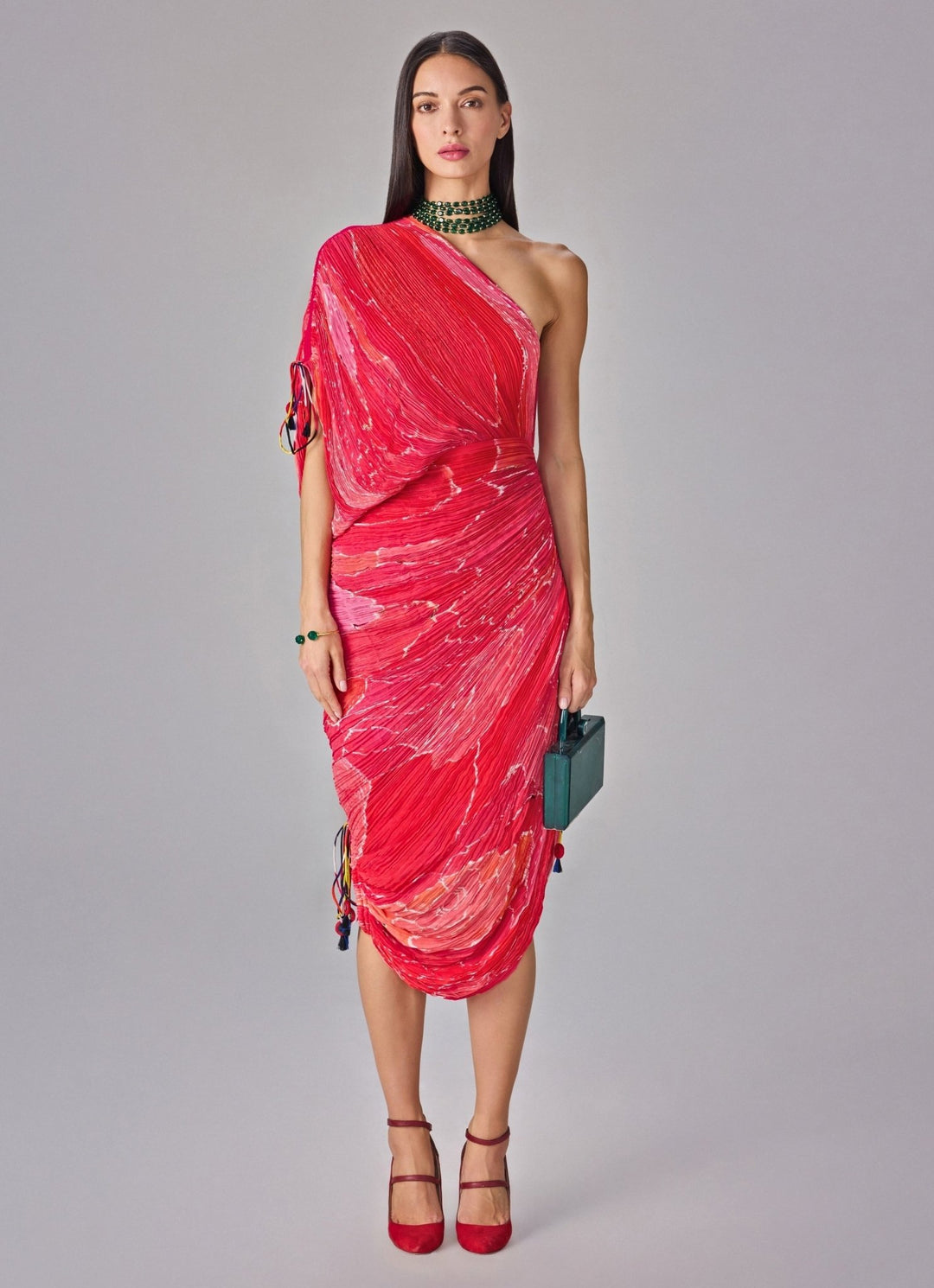 Pink Floral Print One Shoulder Dress Saaksha & Kinni - Fabilicious Fashion