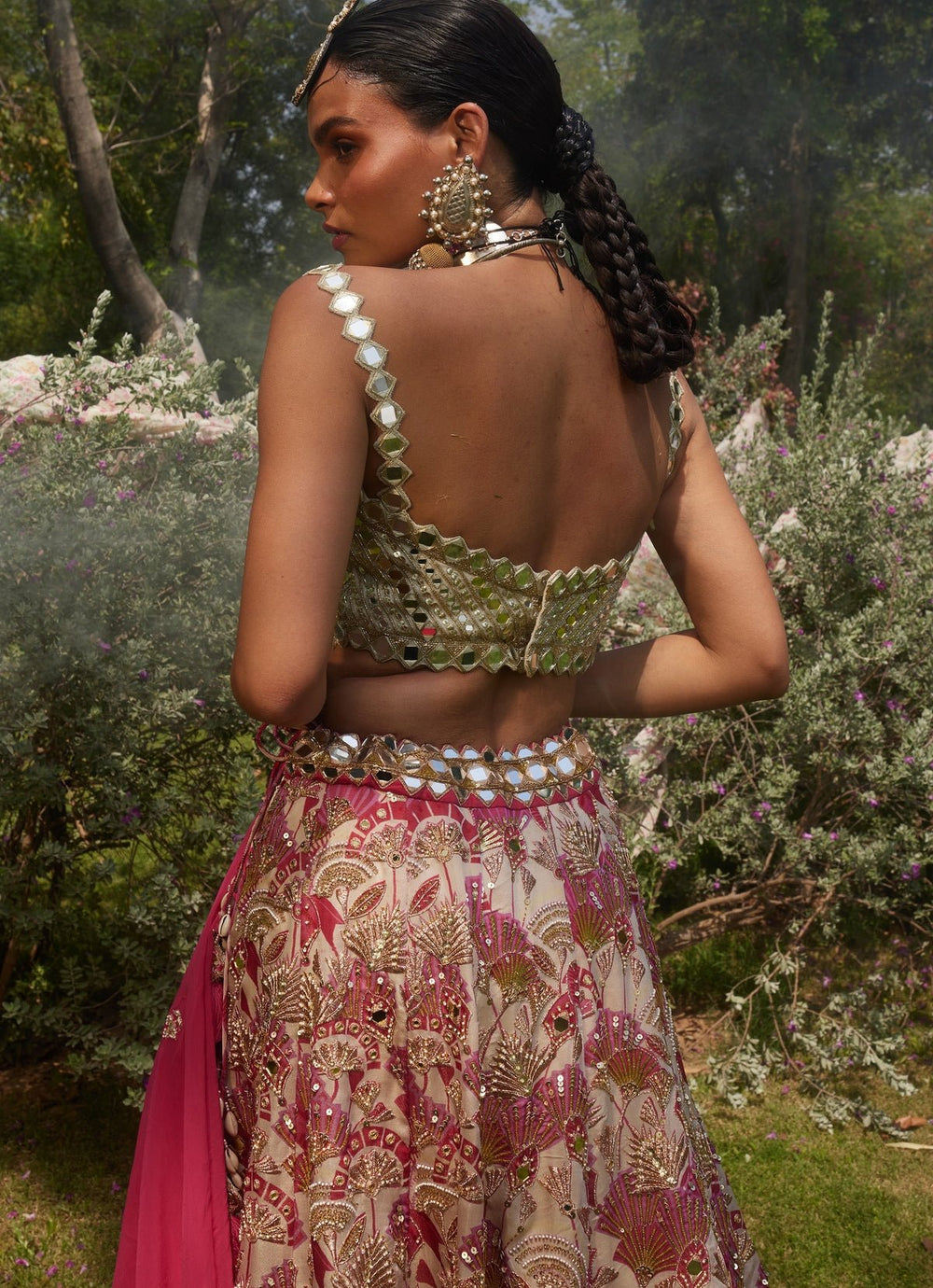 Pink Floral Printed Lehenga Set Paulmi and Harsh - Fabilicious Fashion