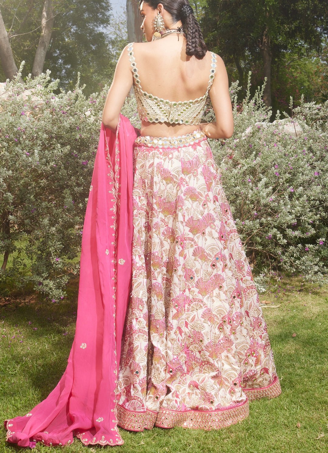 Pink Floral Printed Lehenga Set Paulmi and Harsh - Fabilicious Fashion