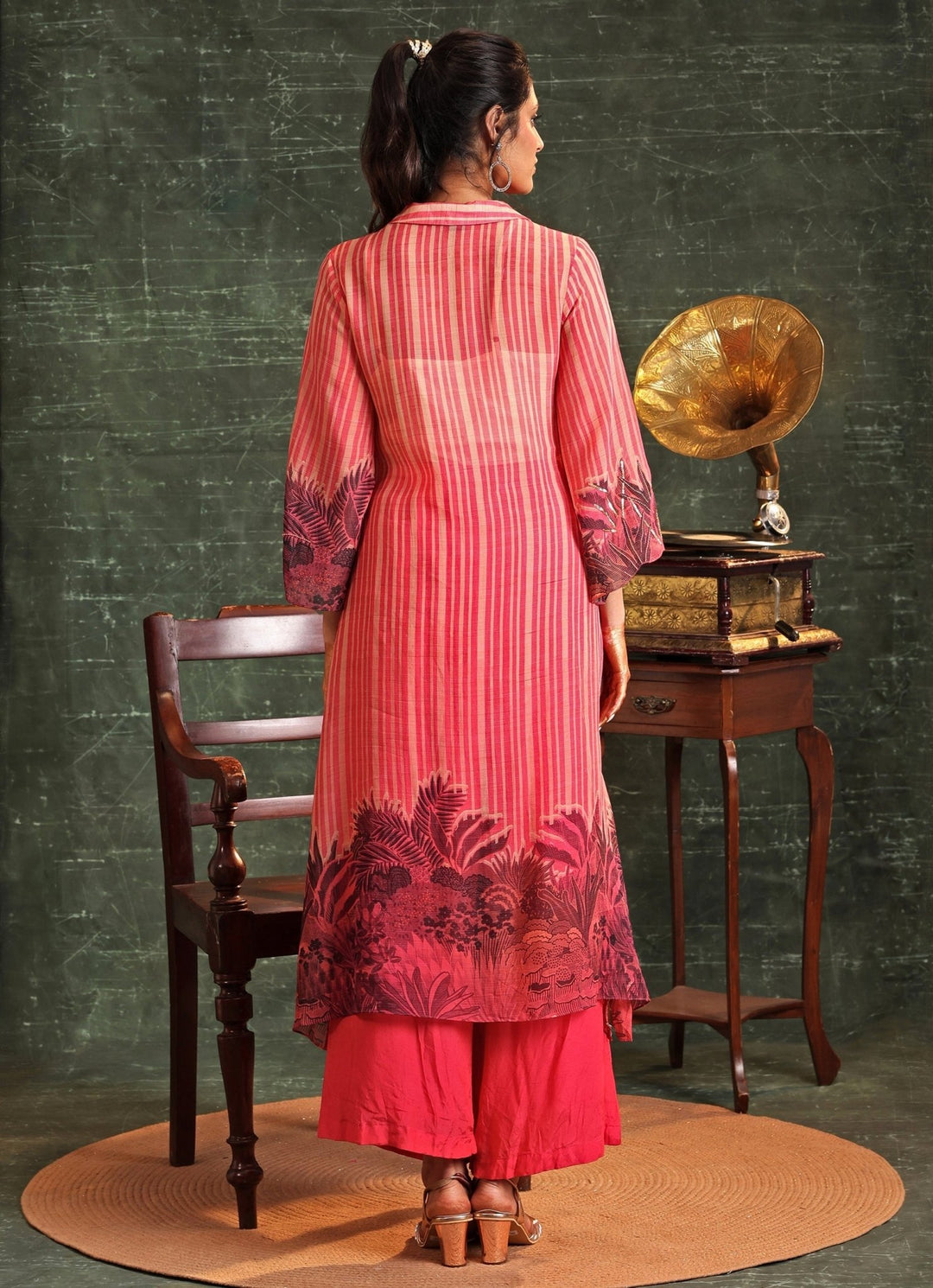 Pink Floral Printed Organza Shirt Kurta Pant Set Soup By Sougat Paul - Fabilicious Fashion