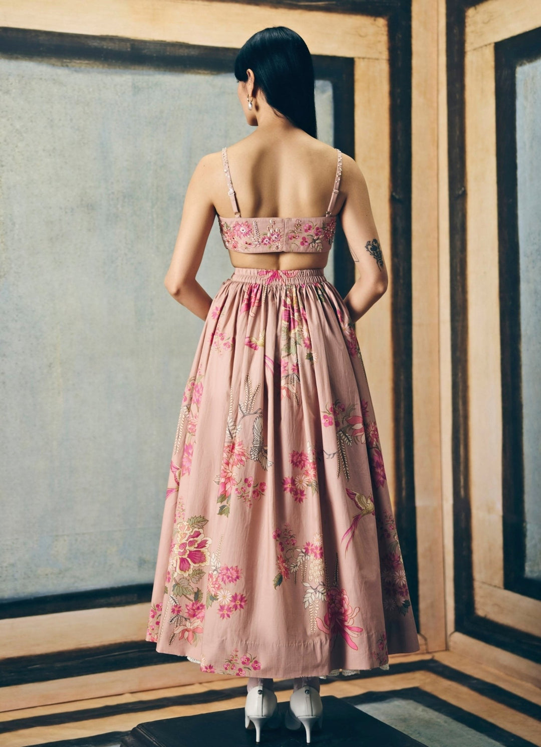 Pink Floral Printed Skirt Set Paulmi and Harsh X Ease - Fabilicious Fashion