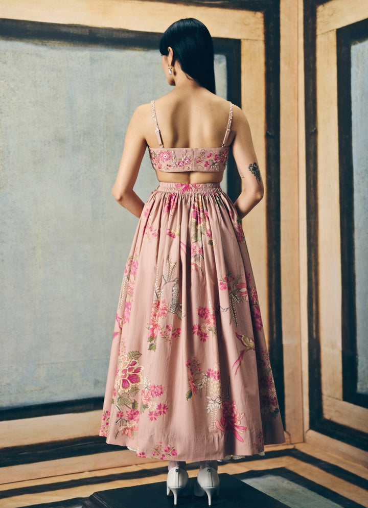 Pink Floral Printed Skirt Set Paulmi and Harsh X Ease - Fabilicious Fashion