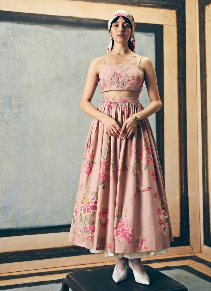 Pink Floral Printed Skirt Set Paulmi and Harsh X Ease - Fabilicious Fashion