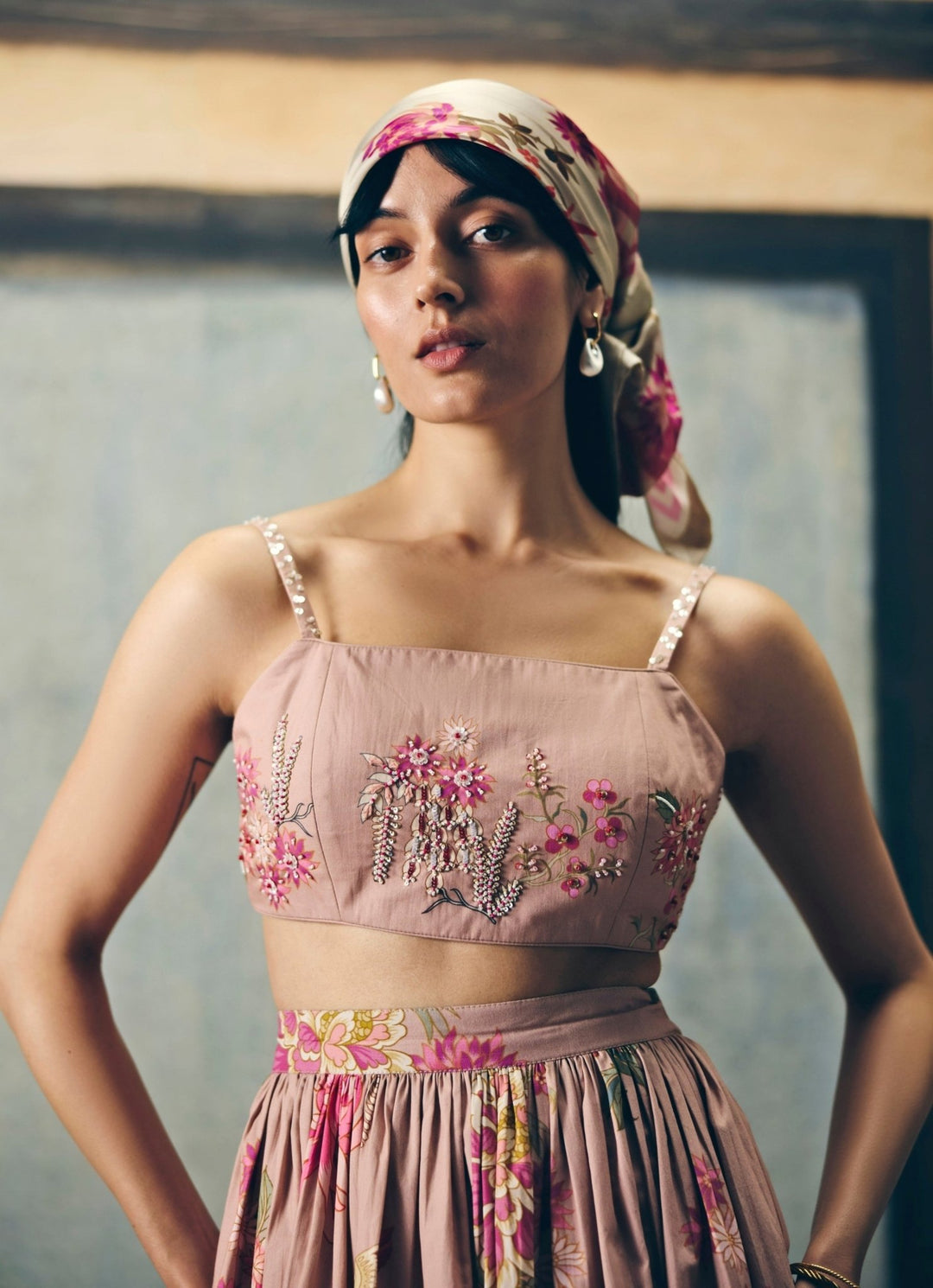 Pink Floral Printed Skirt Set Paulmi and Harsh X Ease - Fabilicious Fashion