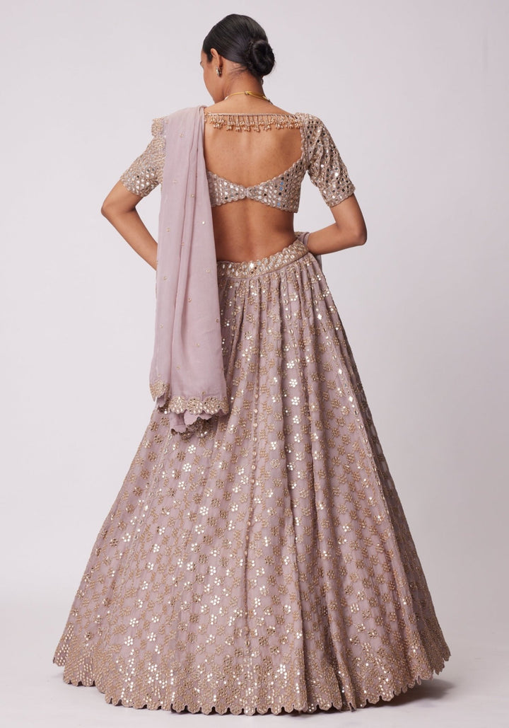 Pink Flower Lehenga With Classic Embroidered Blouse Vvani by Vani Vats - Fabilicious Fashion