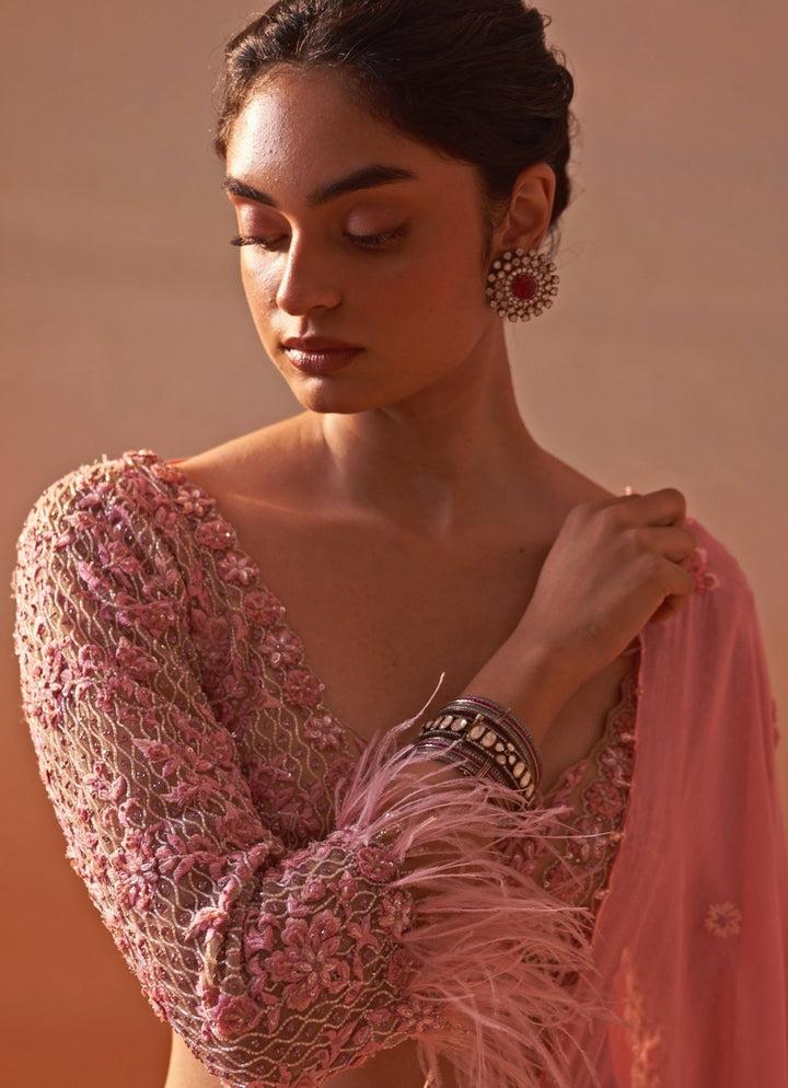 Nitika Gujral Pink Georgette Pre Draped SareeFabilicious Fashion
