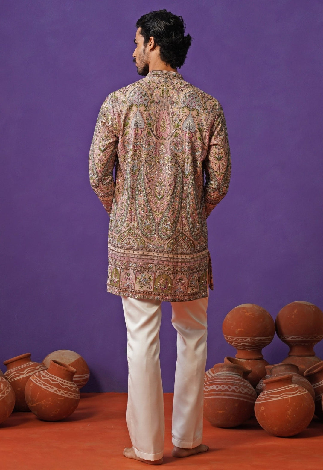 Pink Georgette Short Kurta Set Kalpraag - Fabilicious Fashion