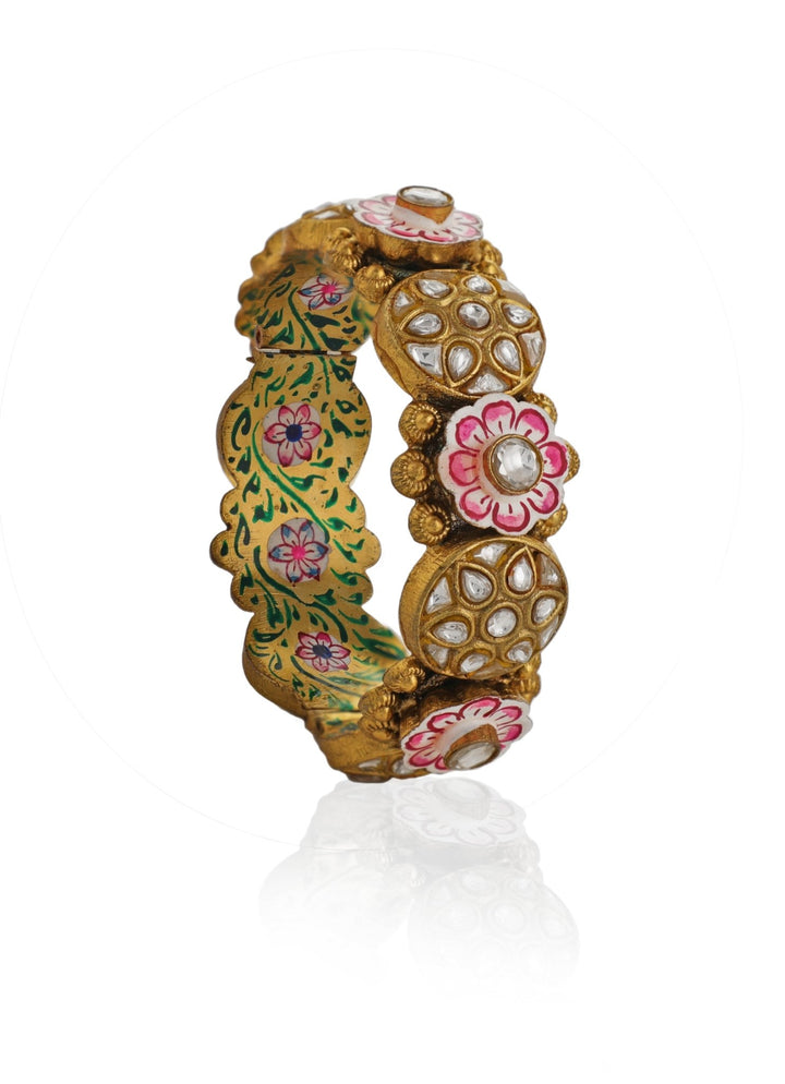 Pink Green Meena Work Bangle Riana by Shikha Jindal - Fabilicious Fashion