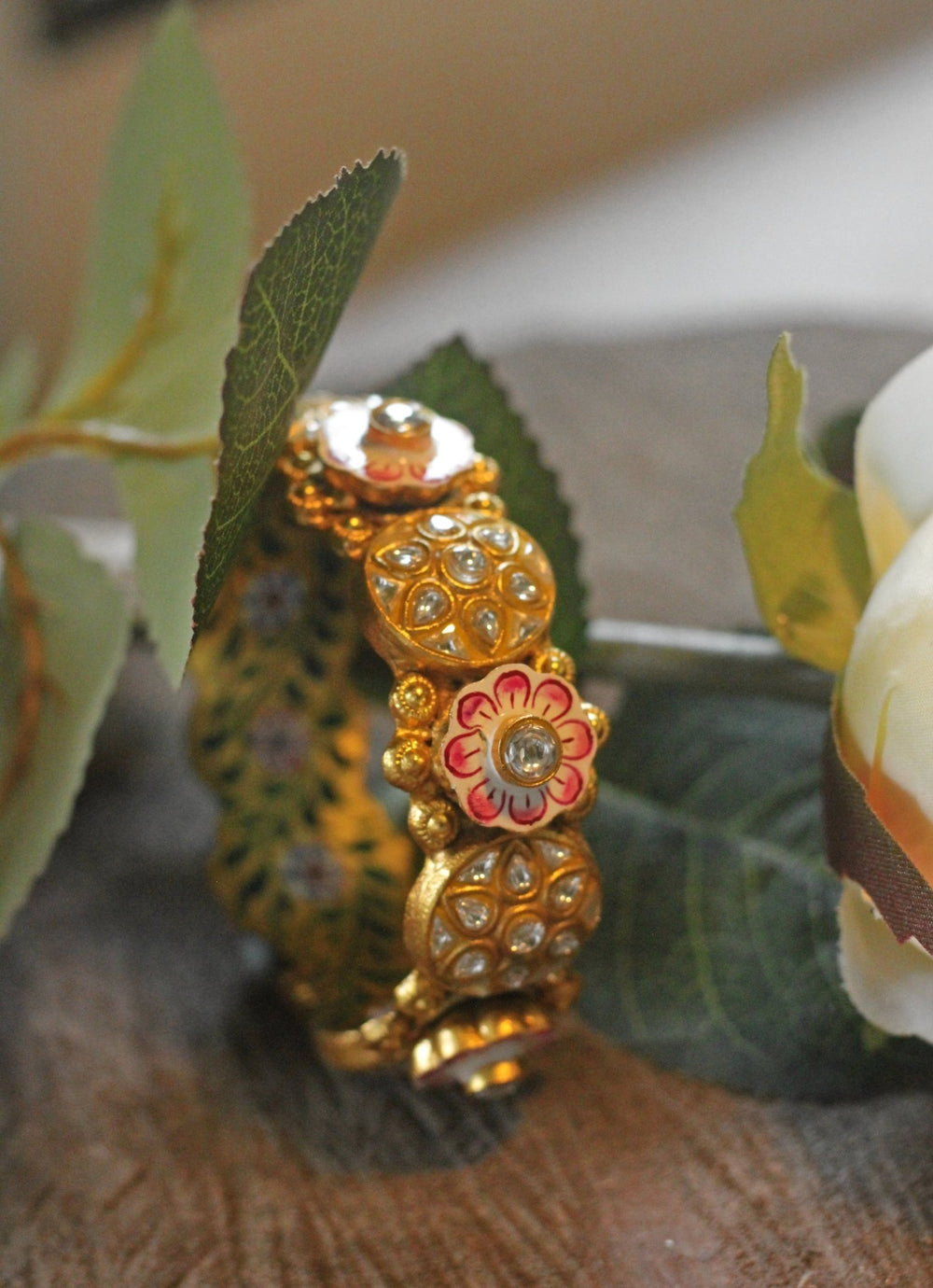 Pink Green Meena Work Bangle Riana by Shikha Jindal - Fabilicious Fashion