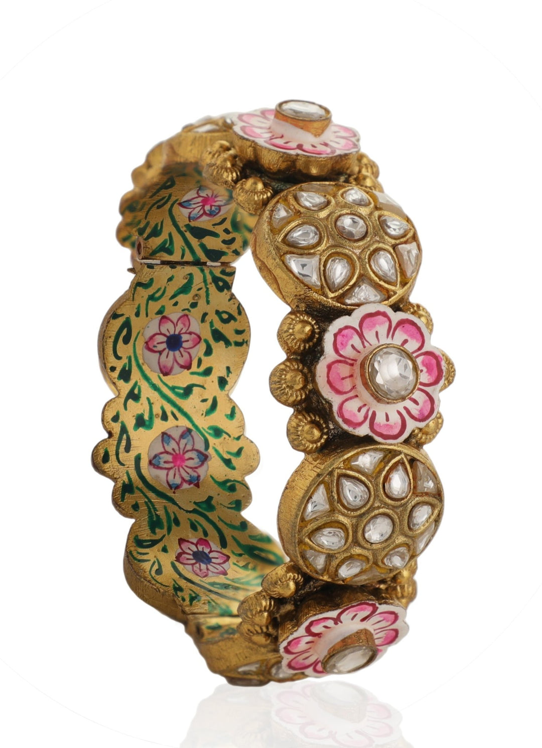 Pink Green Meena Work Bangle Riana by Shikha Jindal - Fabilicious Fashion