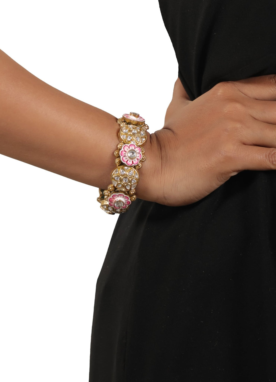 Pink Green Meena Work Bangle Riana by Shikha Jindal - Fabilicious Fashion