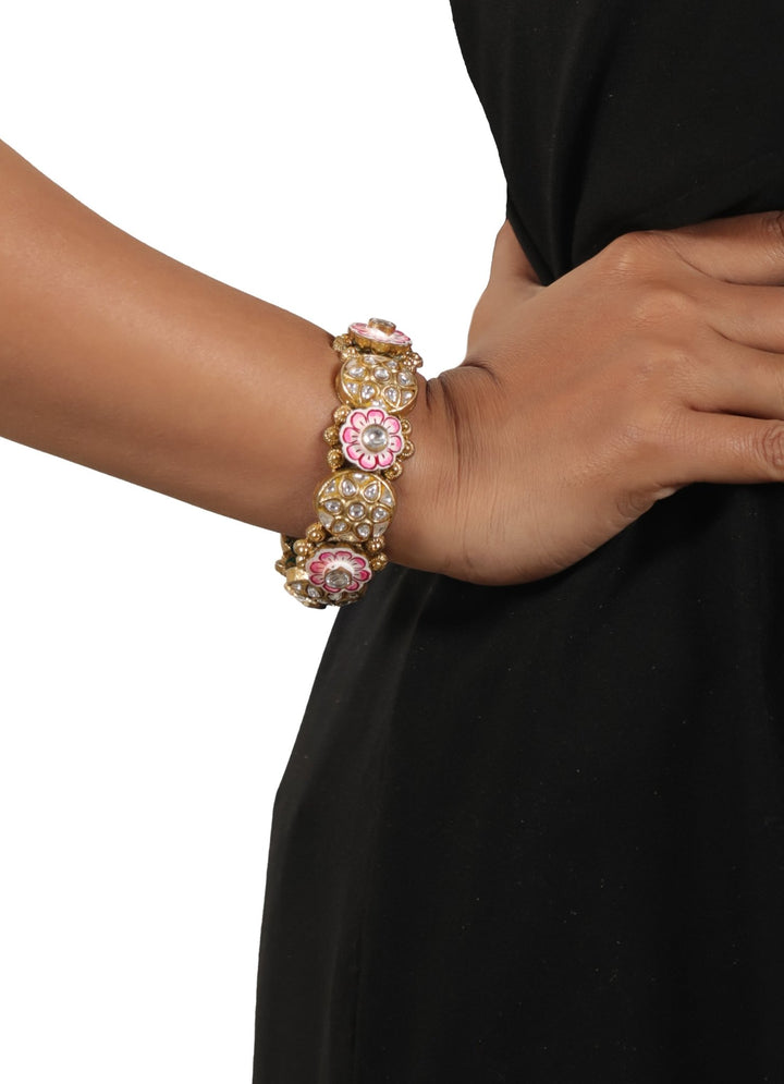 Pink Green Meena Work Bangle Riana by Shikha Jindal - Fabilicious Fashion