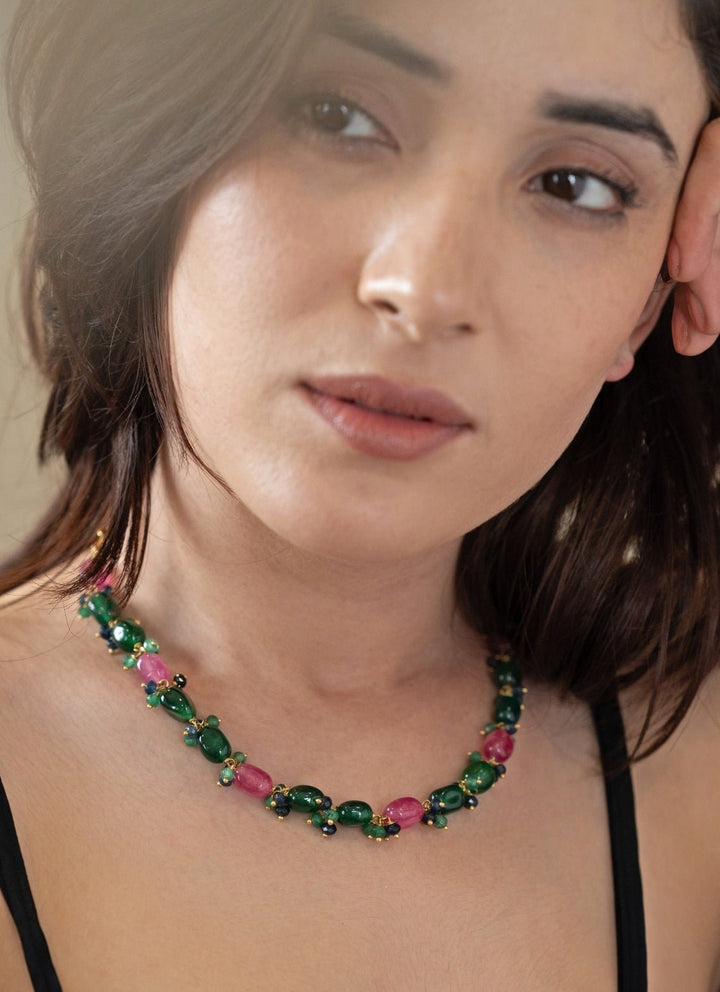 Do Taara Pink - Green NecklaceFabilicious Fashion