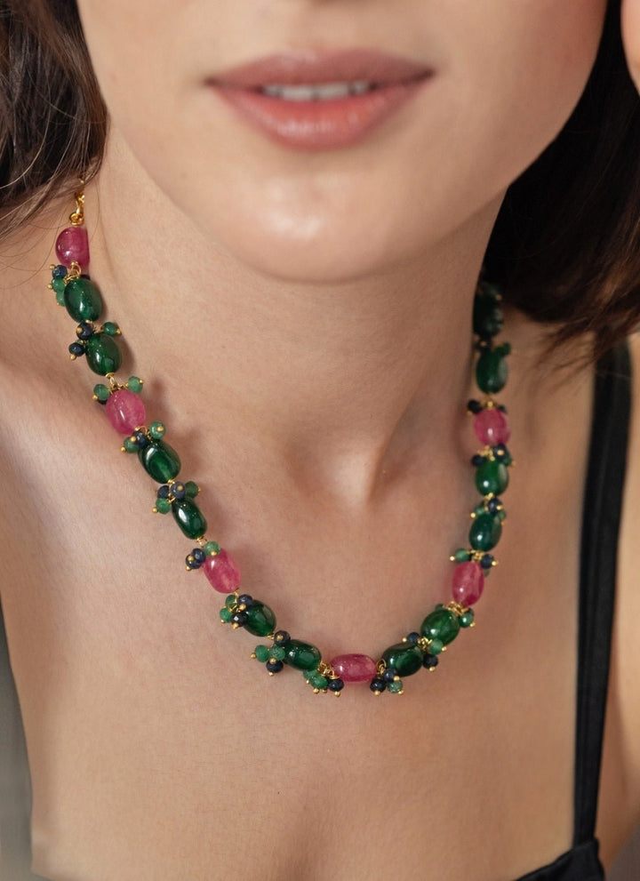 Do Taara Pink - Green NecklaceFabilicious Fashion