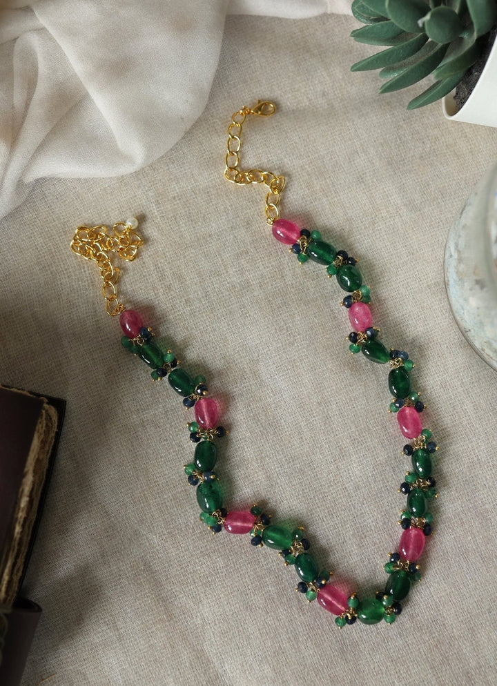 Do Taara Pink - Green NecklaceFabilicious Fashion